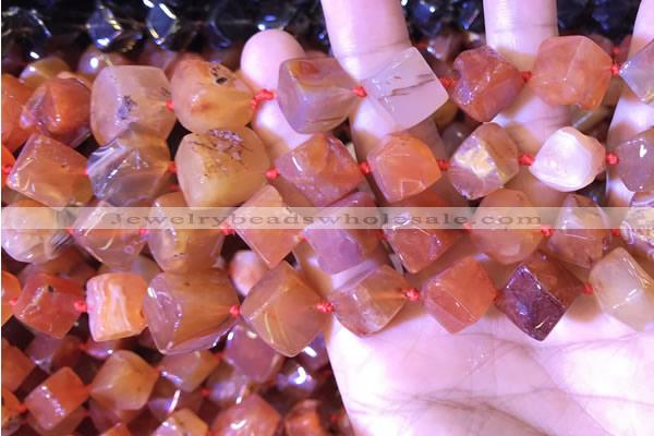 CCU402 15.5 inches 8*10mm - 14*16mm cube red agate beads