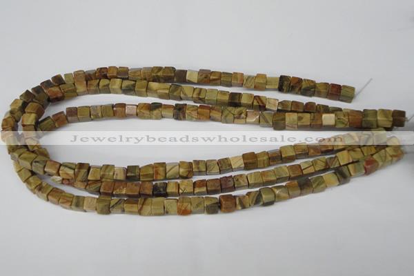 CCU41 15.5 inches 6*6mm cube picasso jasper beads wholesale