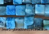 CCU453 15.5 inches 4*4mm cube blue crazy lace agate beads