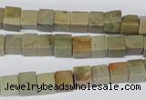 CCU47 15.5 inches 6*6mm cube silver leaf jasper beads wholesale