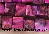 CCU485 15.5 inches 6*6mm cube fuchsia crazy lace agate beads