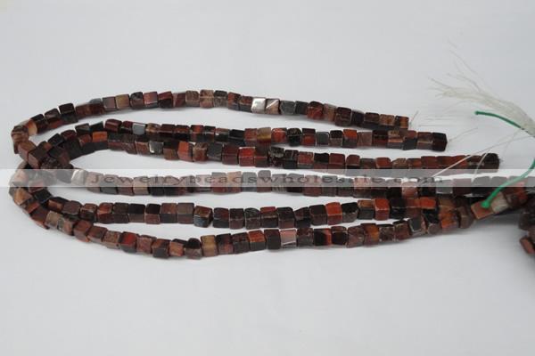 CCU49 15.5 inches 6*6mm cube red tiger eye beads wholesale