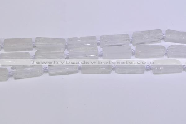 CCU600 15.5 inches 8*20mm - 10*30mm cuboid white crystal beads