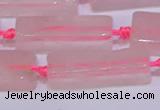 CCU603 15.5 inches 8*20mm - 10*30mm cuboid rose quartz beads