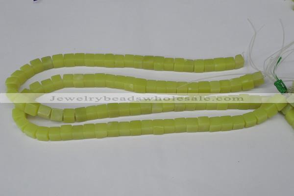 CCU64 15.5 inches 8*8mm cube olive jade beads wholesale