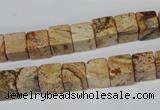 CCU65 15.5 inches 8*8mm cube picture jasper beads wholesale