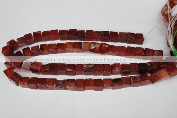 CCU70 15.5 inches 10*10mm cube red agate beads wholesale