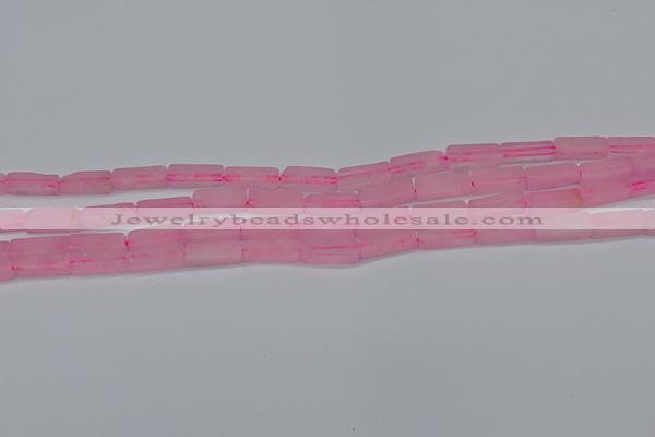 CCU711 15.5 inches 4*13mm cuboid rose quartz beads wholesale