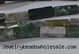 CCU713 15.5 inches 4*13mm cuboid moss agate beads wholesale