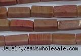 CCU717 15.5 inches 4*13mm cuboid pink wooden jasper beads wholesale