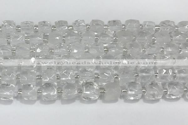 CCU750 15 inches 8*8mm faceted cube white crystal beads