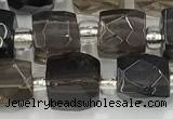 CCU752 15 inches 8*8mm faceted cube smoky quartz beads