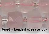 CCU753 15 inches 8*8mm faceted cube rose quartz beads