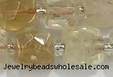 CCU755 15 inches 8*8mm faceted cube citrine beads