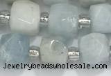 CCU761 15 inches 8*8mm faceted cube aquamarine beads