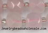 CCU773 15 inches 10*10mm faceted cube rose quartz beads