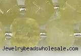 CCU774 15 inches 10*10mm faceted cube lemon quartz beads