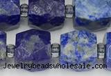 CCU789 15 inches 10*10mm faceted cube lapis lazuli beads