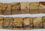 CCU80 15.5 inches 12*12mm cube picture jasper beads wholesale