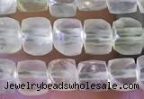 CCU802 15 inches 4mm faceted cube prehnite beads