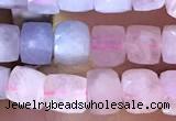 CCU805 15 inches 4mm faceted cube morganite beads