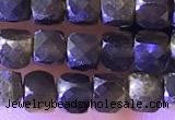 CCU814 15 inches 4mm faceted cube obsidian beads