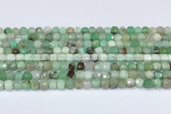 CCU834 15 inches 4mm faceted cube Australia chrysoprase beads