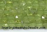 CCU836 15 inches 4mm faceted cube olive quartz beads