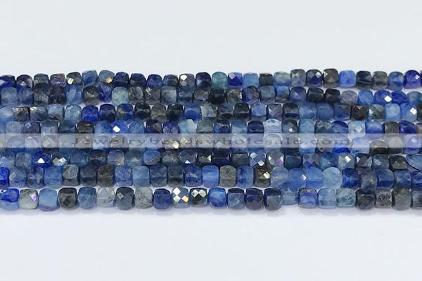 CCU846 15 inches 4mm faceted cube kyanite beads