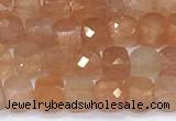 CCU849 15 inches 4mm faceted cube golden sunstone beads