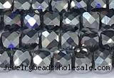 CCU850 15 inches 4mm faceted cube terahertz beads