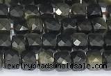 CCU852 15 inches 4mm faceted cube obsidian beads