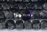 CCU855 15 inches 4mm faceted cube black spinel beads