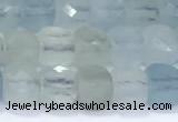 CCU860 15 inches 6mm faceted cube aquamarine beads