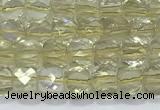 CCU861 15 inches 6mm faceted cube lemon quartz beads