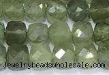 CCU862 15 inches 6mm faceted cube green apatite beads