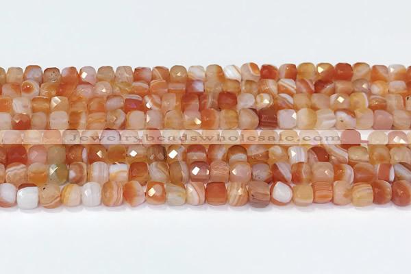 CCU865 15 inches 6mm faceted cube agate beads