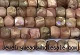 CCU884 15 inches 4mm faceted cube Argentina rhodochrosite beads