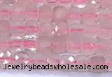 CCU887 15 inches 4mm faceted cube rose quartz beads