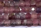 CCU889 15 inches 4mm faceted cube tourmaline beads