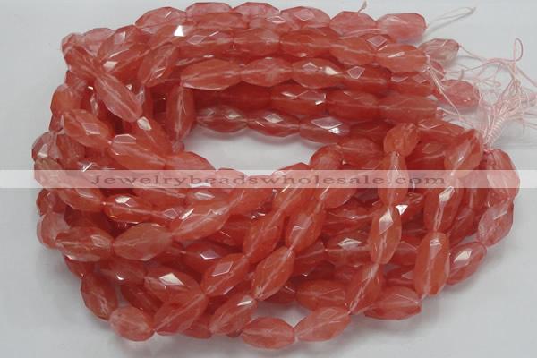 CCY01 15.5 inches 12*22mm faceted rice cherry quartz beads wholesale