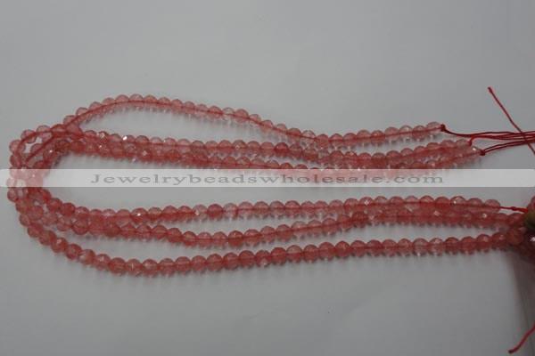 CCY111 15.5 inches 6mm faceted round cherry quartz beads wholesale