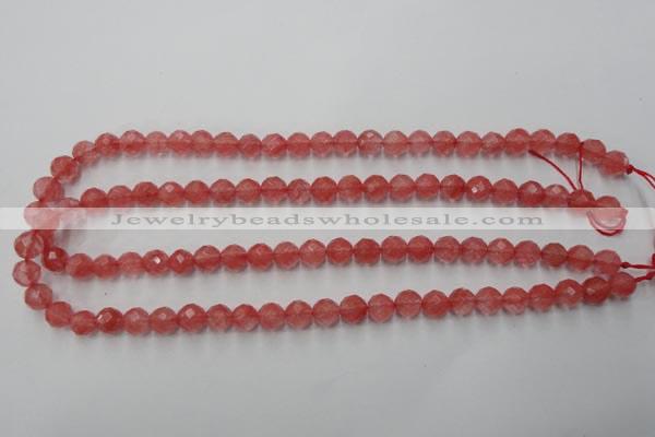 CCY112 15.5 inches 8mm faceted round cherry quartz beads wholesale