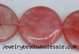 CCY155 15.5 inches 30mm flat round cherry quartz beads wholesale