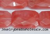 CCY166 15.5 inches 20*30mm faceted rectangle cherry quartz beads