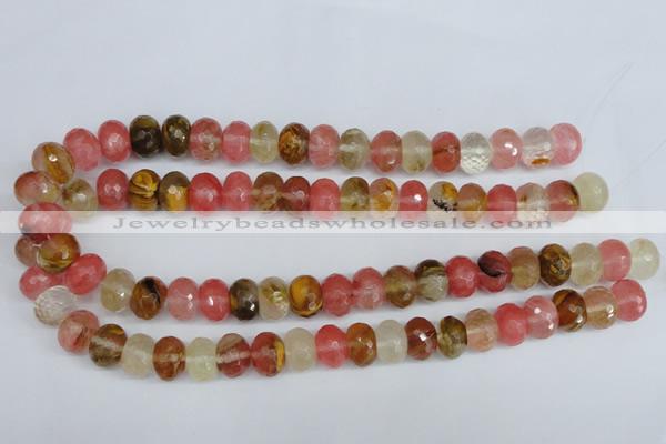 CCY208 15.5 inches 12*16mm faceted rondelle volcano cherry quartz beads