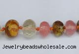 CCY209 4*8mm - 13*18mm faceted rondelle volcano cherry quartz beads