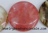 CCY216 15.5 inches 45mm flat round volcano cherry quartz beads