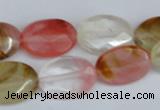 CCY230 15.5 inches 13*18mm faceted oval volcano cherry quartz beads