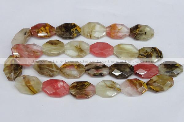 CCY231 15.5 inches 20*30mm faceted octagonal volcano cherry quartz beads